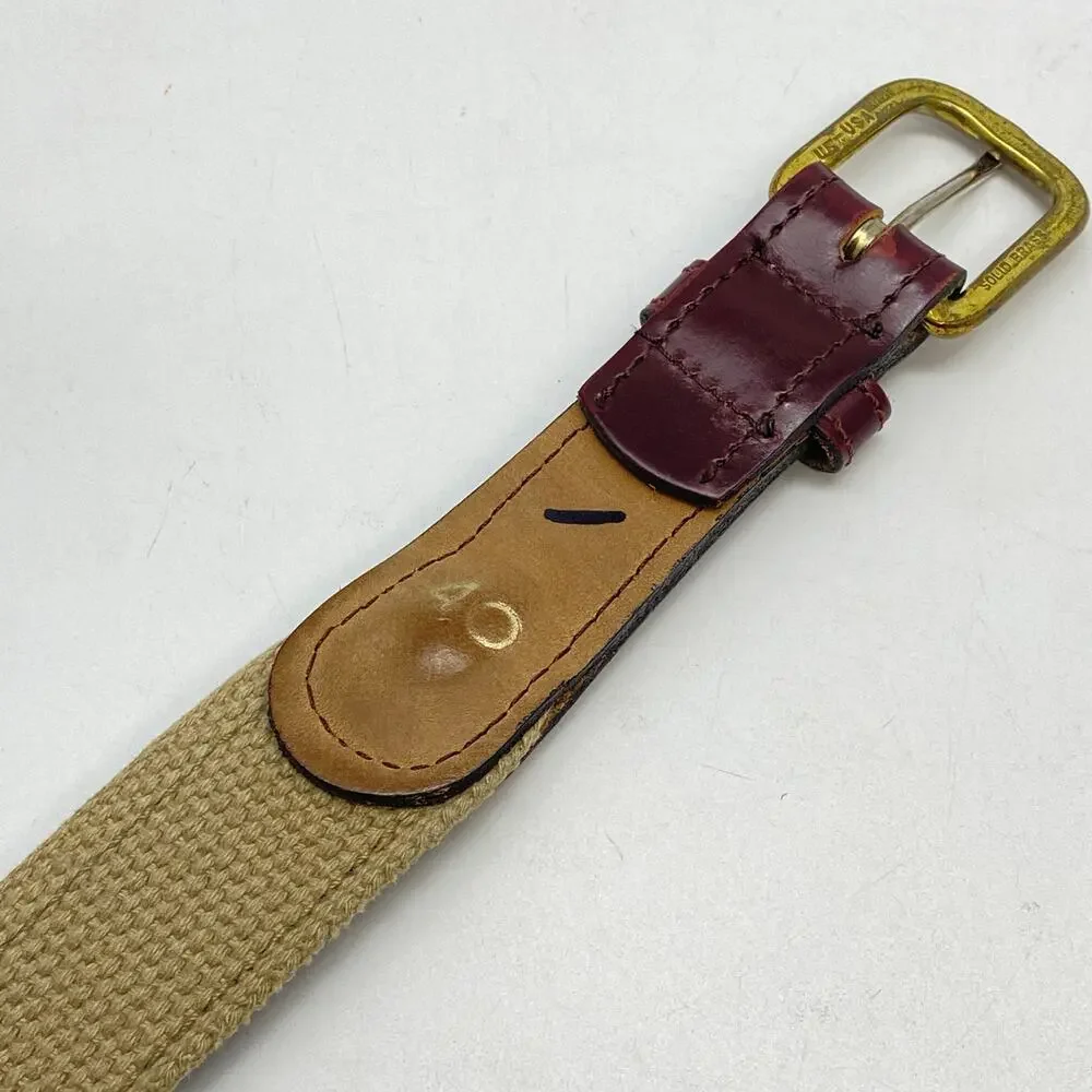 Vintage Fin Heads Mens 40 Leather Golf Belt Fishing Lure Embroidery Brass Buckle